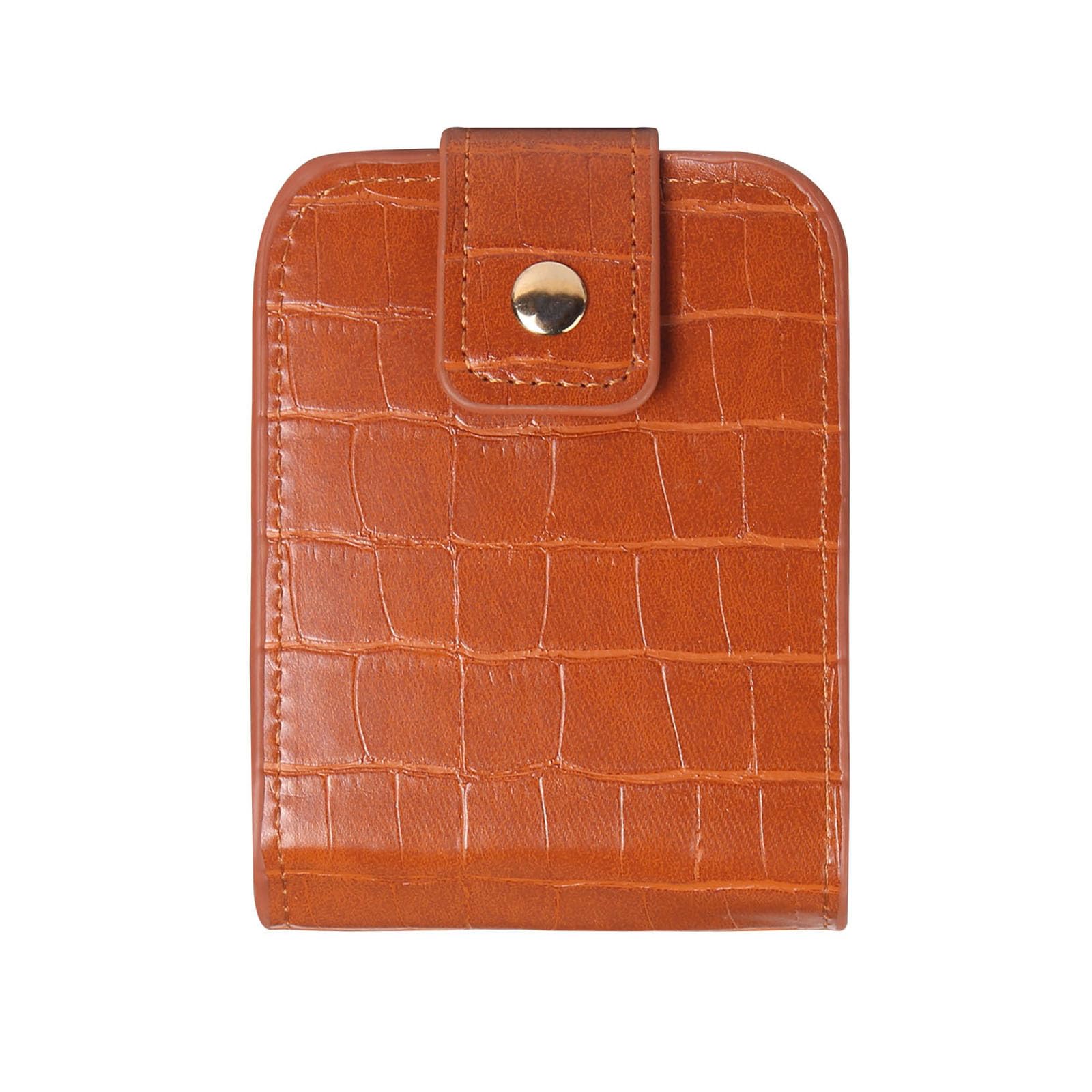 Leather Lipstick Case, Lipstick Organiser Waterproof Portable Leather Cosmetic Bag Travel Lipsticks Holder with Mirror for Women and Girls (Brown)