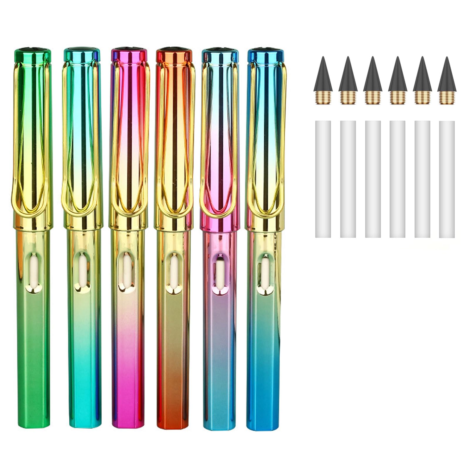 DOETYD 6pcs Infinity Pencils Durable Writing Everlasting Pencil Forever Inkless Pencil with Eraser for Writing Drawing School Office Home — image 1