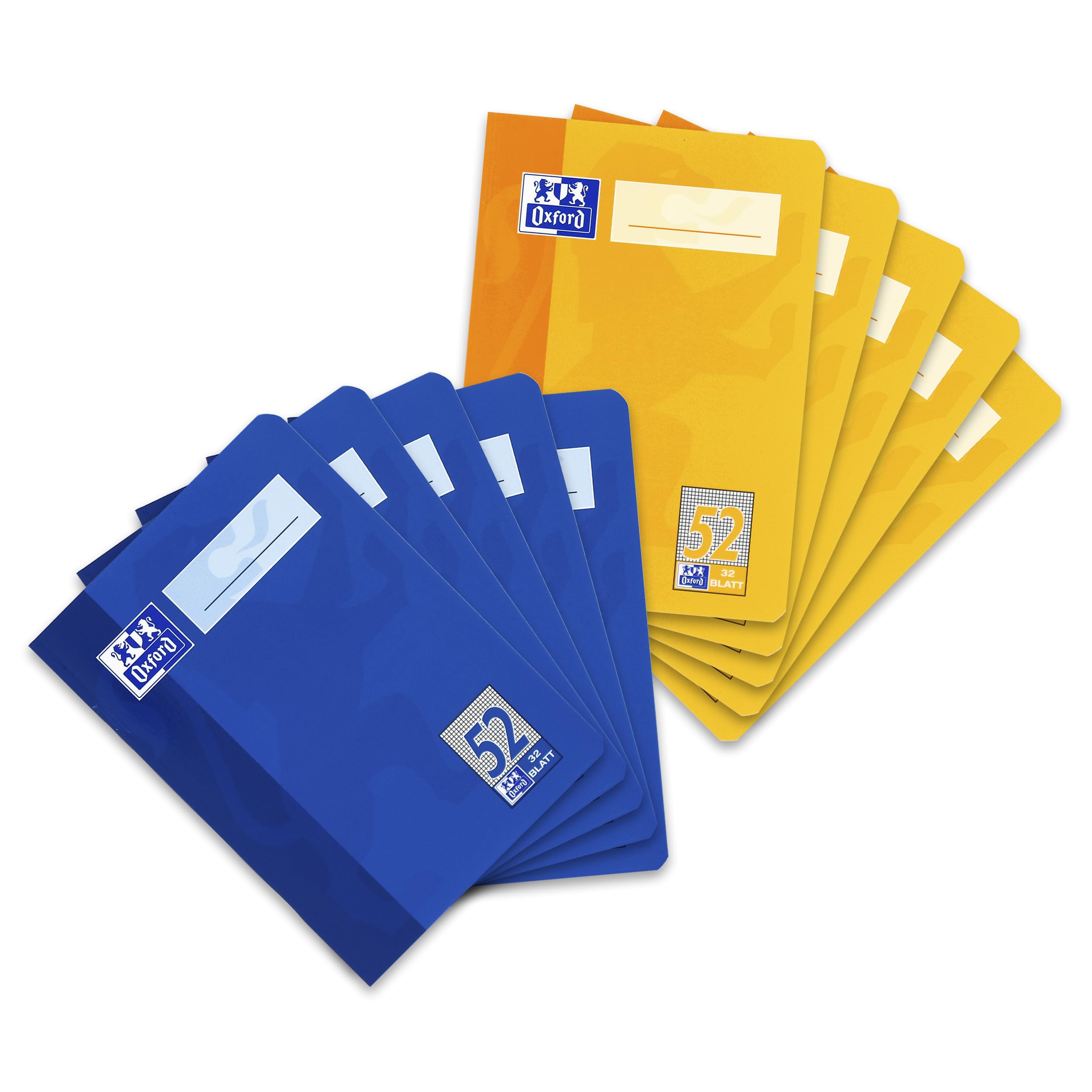 Oxford Octave Book A6 Line Style 52 (Squared), 32 Sheets, Yellow & Blue, Pack of 10