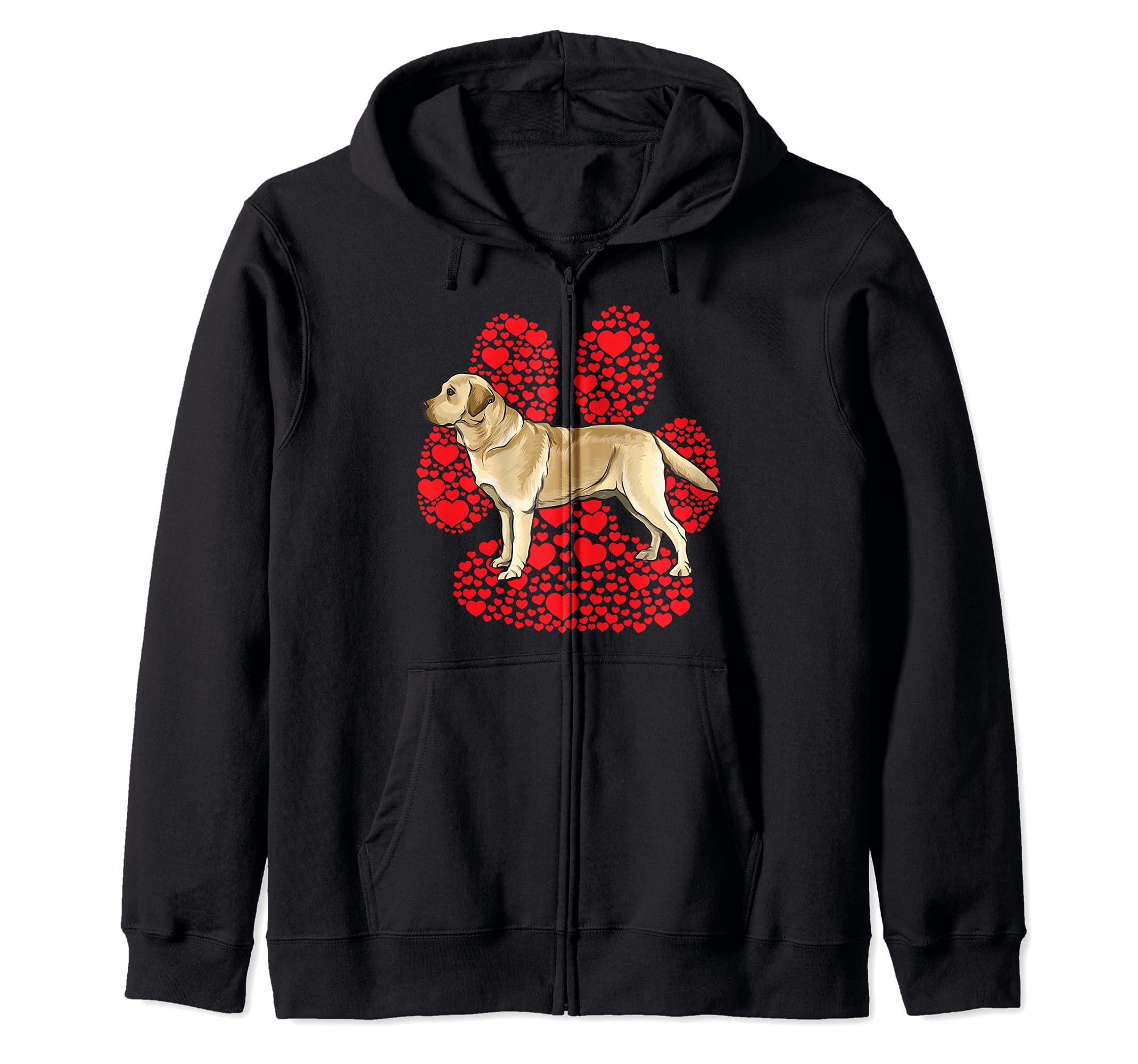Yellow Labrador Retriever Valentines Day Dog Love Paw Zip Hoodie