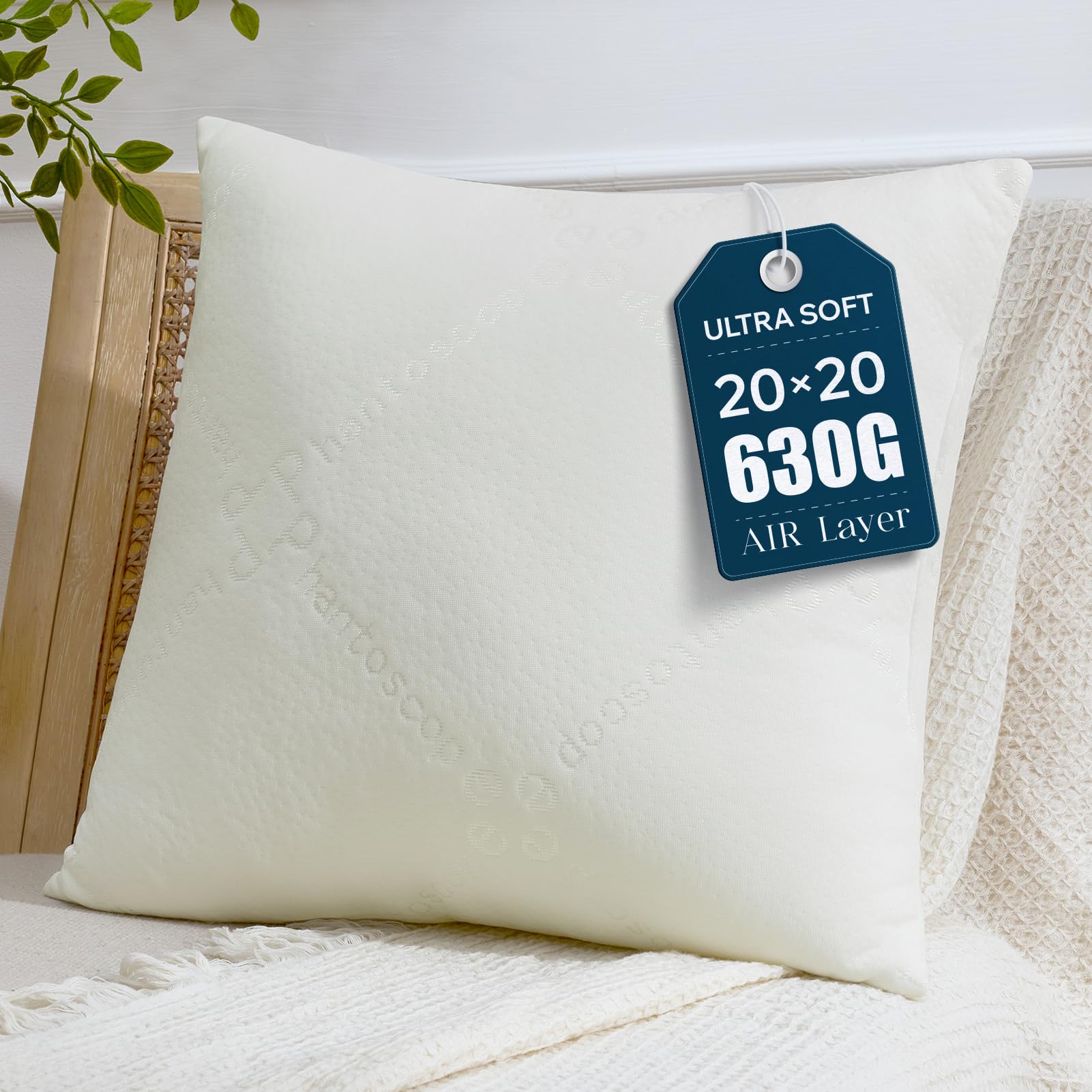 Phantoscope 20x20 Throw Pillow Inserts, Ultra-Soft Pillow Inserts Decorative Throw Pillows for Couch, Bedroom, Lumbar Cushion Sham Stuffer, Pack of 1