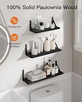 Pipishell Floating Shelves Set of 6 Rustic Paulownia Wood Wall Shelves view 4