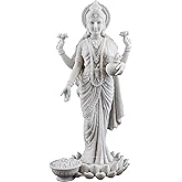 Top Collection Lakshmi Statue- Hindu Goddess of Wealth, Prosperity, Wisdom and Fortune Sculpture - 10.25-Inch Collectible Figurine (White Marble)