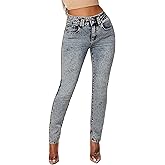 KICZOY Women's Casual Jeans Pencil Leg Pants High Stretch Mid Rise Jeans