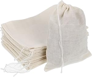 Pangda 30 Pack Cotton Muslin Bags Drawstring Bags, 7 by 5 Inches