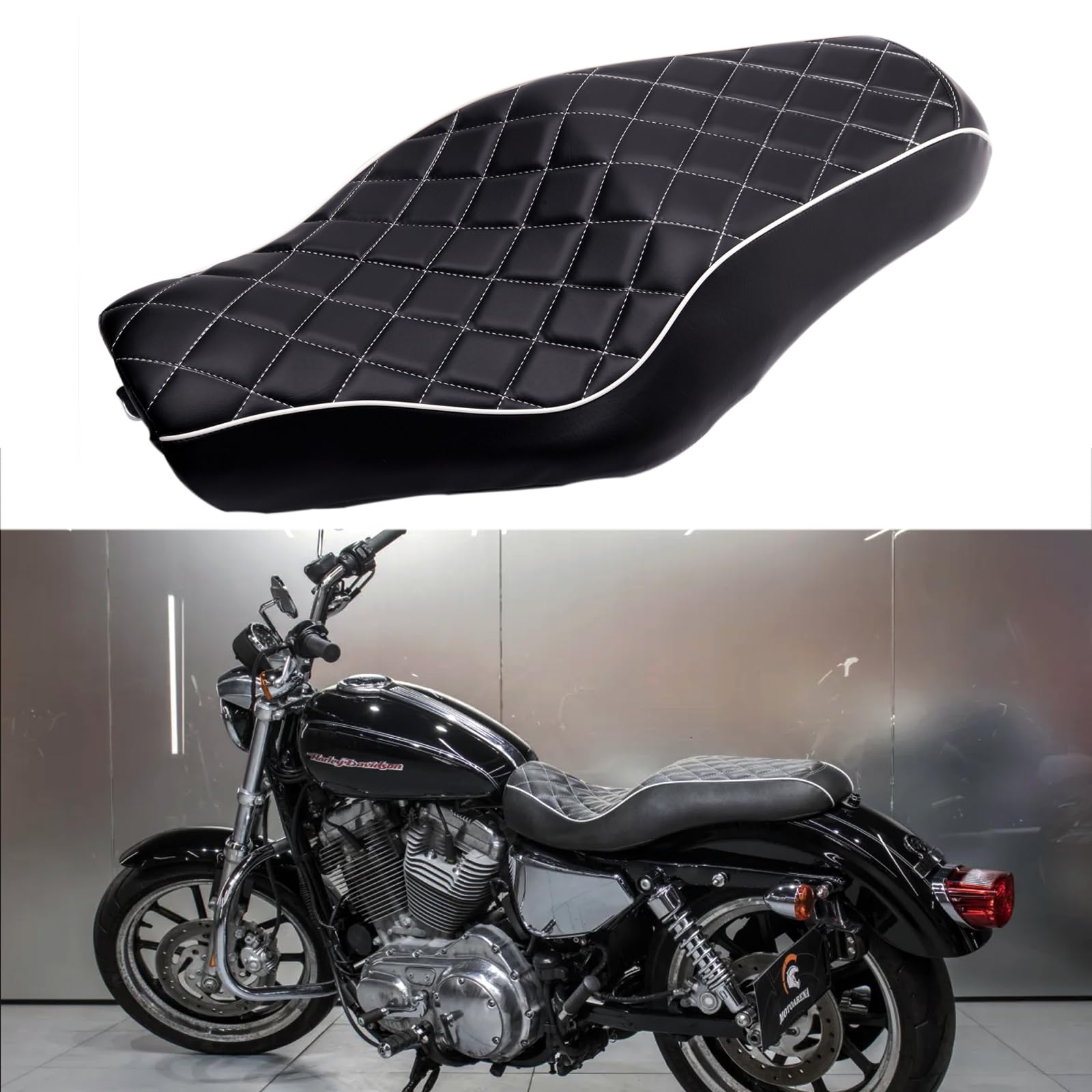 Motorcycle Two-Up Seat For Harley Sportster XL 883 1200 48 72 – Front Driver & Rear Passenger Seat Cushion