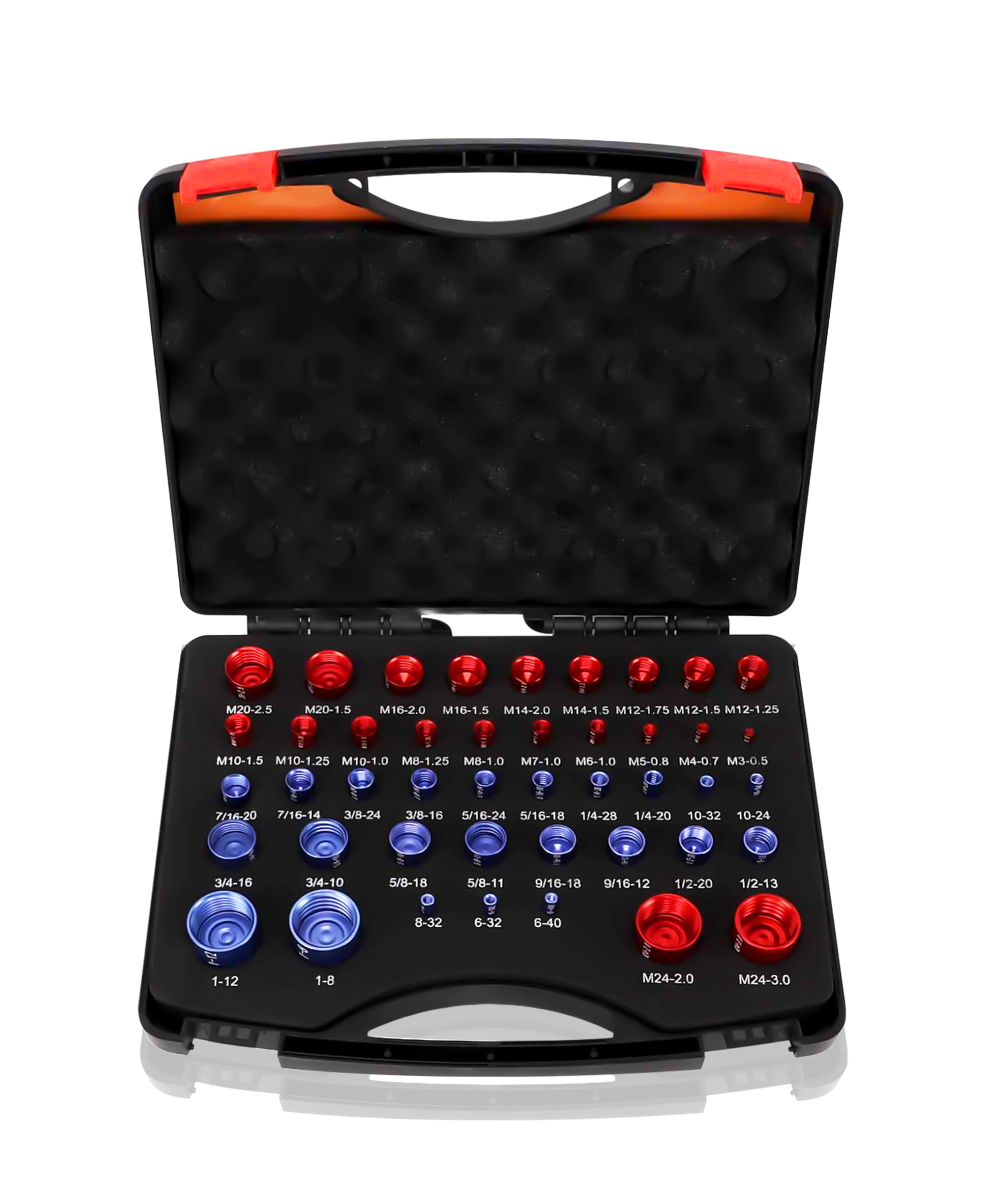 Gugxiom 44 Pcs Inch and Metric Thread Checker, Aluminum Alloy Red & Blue Thread Gauge Kit, Practical Easy to Use Thread Checker Standard and Metric for Accurate Sizing, Gugxiom5cy72q4fvz
