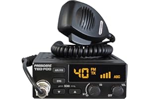 President Ted FCC AM/FM 40 Channel Compact CB Radio, LED Display, Emergency Channels, Automatic Squelch Control, PTT, 6pin MIc Plug, Time Out Timer, Key Beep, 2 Years Manufacture Warranty