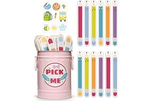 xiheer Flip Name Sticks with Metal Box and Sticker, 36Pcs Talking Flip Name Sticks for Classroom Management, Teacher Essentials Student Educational and Learning Activities (pencil)