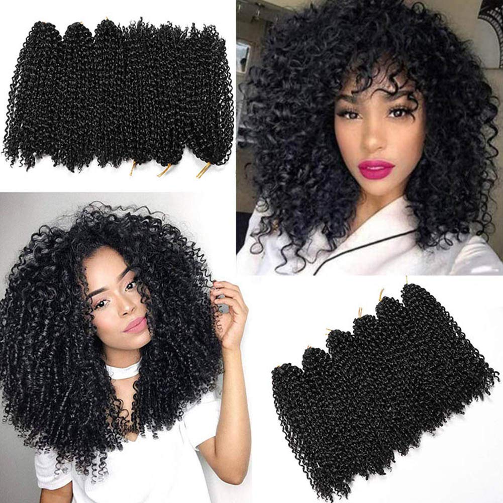 6 Bundles Marlybob Crochet Hair 12 Inch Short Passion Twist Crochet Braids Ombre Kinky Curly Jerry Curls Synthetic Braiding Hair Extension for Black Women