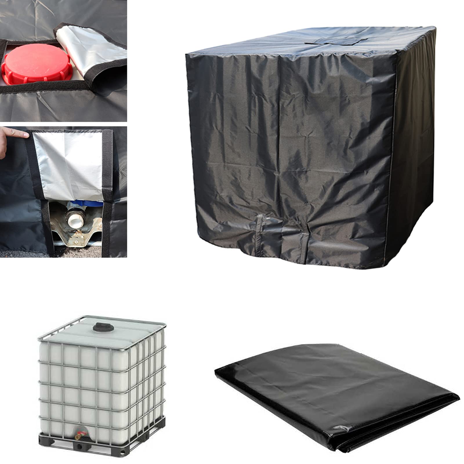 WMLBK IBC Cover UV Protection Film with Cut-Out, Water Tank Tarpaulin 1000 L IBC Tank Container Cover Container UV Film Protective Cover Protective Cover