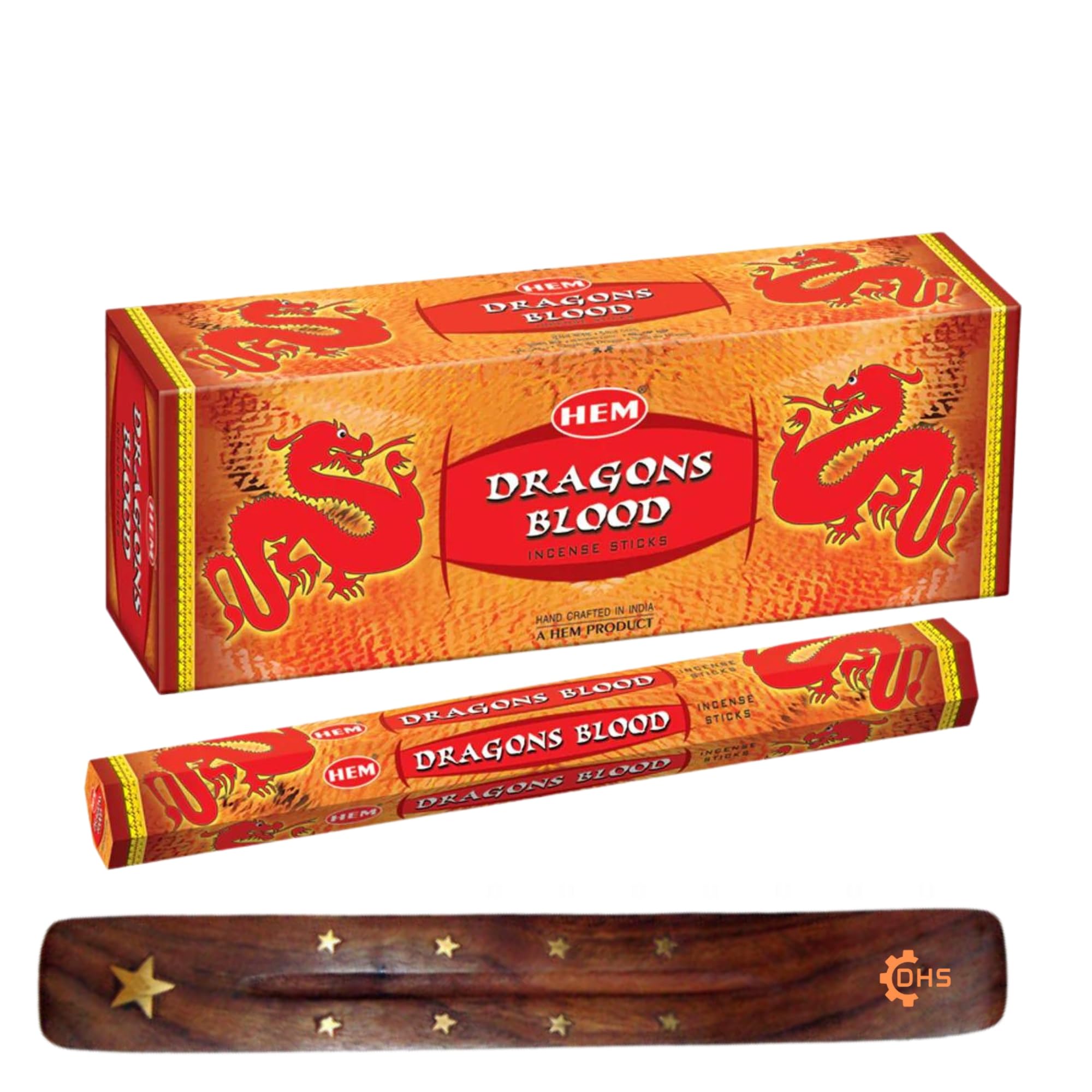 HEM Incense sticks Dragons Blood Pack of 6 with DHS incense stick holder for Aromatherapy, Incense Spa, Yoga, Meditation, Healing, Spirituality and Relaxation…