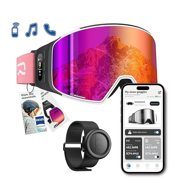 SKIWARRIOR MULTIFUNCTIONAL SMART WIRELESS SKI GOGGLES WITH WALKIE-TALKIE, ANTI-FOG ZEISS LENS, MUSIC & CALL FUNCTION (G02-ZEISS-PINK)