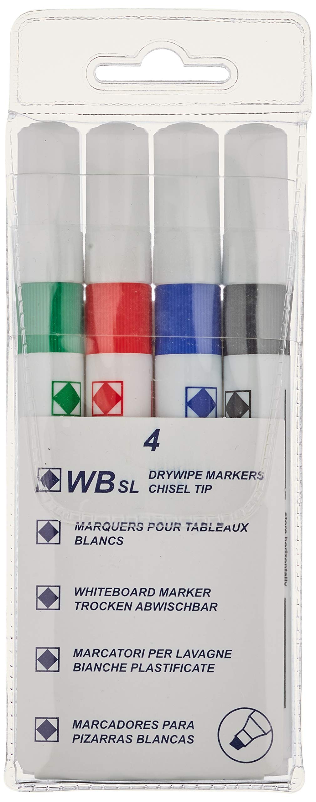 Whitebox White Chisel Assorted Pack of 4 Whiteboard Markers
