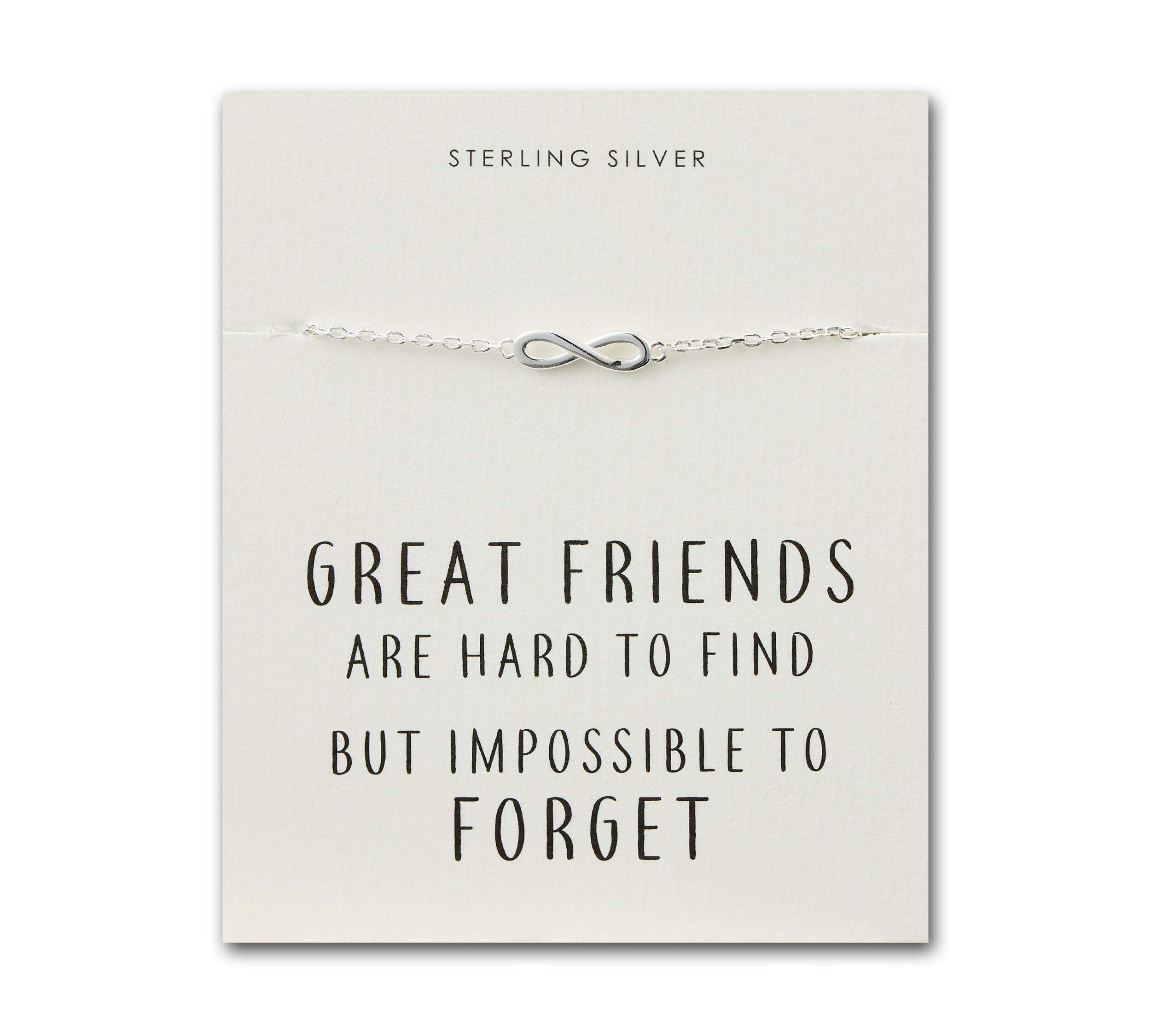 Philip Jones Sterling Silver Friendship Quote Infinity Bracelet