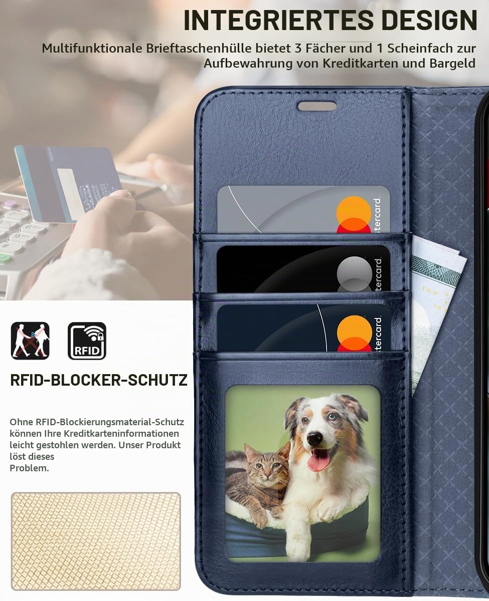 OCASE Schutzhülle für Google Pixel 10/10 Pro Hülle Kartenfach Blau 4