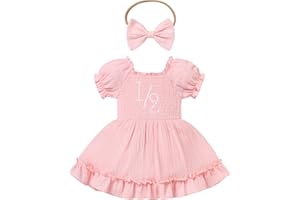 IDOPIP Baby Girls Strawberry 1st Birthday Outfit Berry One Romper Smocked Dress Headband for Cake Smash Photo Shoot Party