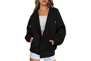 Jhsnjnr Womens Zip Up Hoodies with Pockets Hooded Fleece Jacket Long Sleeve Casual Oversized Sweatshirt
