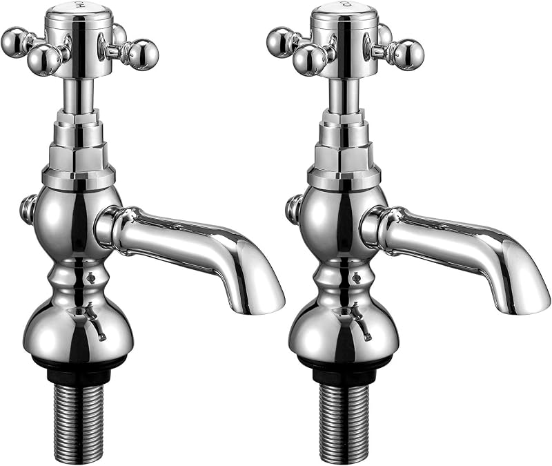 Wasserrhythm Victorian Basin Taps Pair Waterfall Twin Chrome Brass