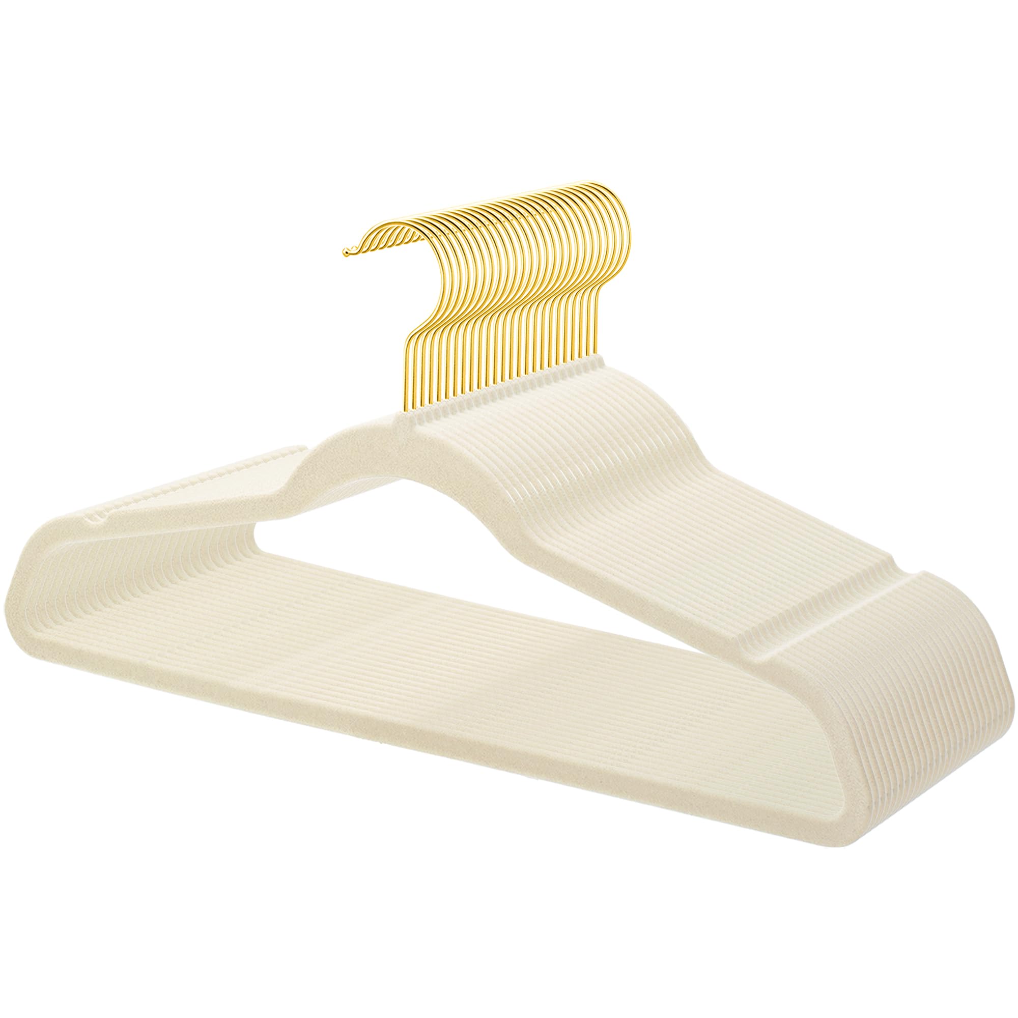 Photo 1 of 36-Pack Premium Velvet Hangers with Gold Hooks - Space-Saving Non-Slip Heavy-Duty Clothes Hangers for Coats, Suits, Dresses, and Sweaters - Slim Design, Closet Organizer(Ivory + Gold)