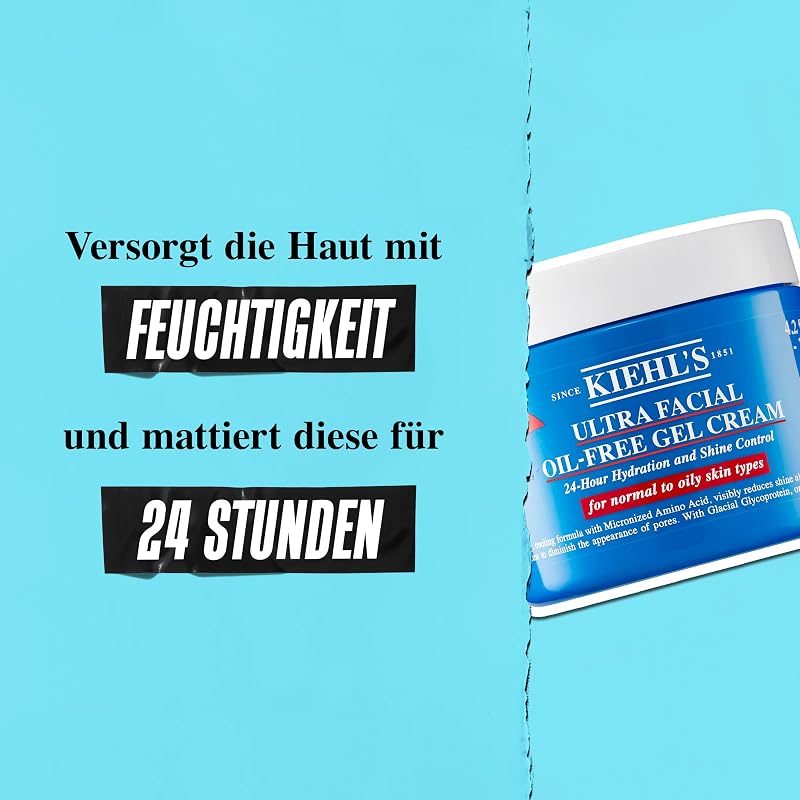 Ultra Facial Oil-Free Gel Cream, 150 ml Nachfüllpackung, erfrischende Gesichtscreme für fettige Haut, bis zu 24 h feuchtigkeitsspendende Gel-Creme, Glanz mildernd und kühlend