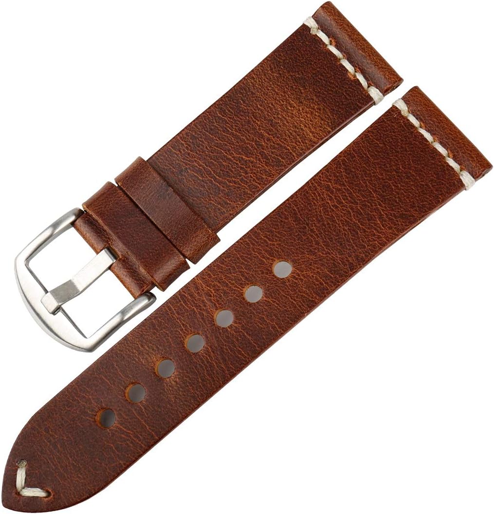 Watch Band 20mm 22mm 24mm, Vintage Oil Wax Leather (Greasedleather) Watch Strap 6 Colors Available Watchband