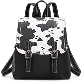 Montana West Black Cow Print Mini Womens Backpack Purse Vegan Leather Small Colorblock Backpack for Women Cute Convertible Shoulder Bag