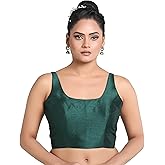 Madhu Fashion Womens Solid Pattern Sleeveless Padded Readymade Saree Blouse