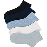 SERISIMPLE Kids Crew Viscose Bamboo Thin Socks School Uniform Basic Soft Anti Odor Boys Girls Breathable Stretch 5 Pairs