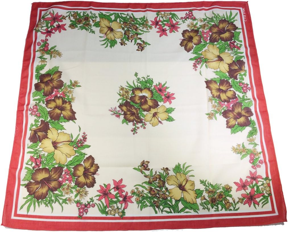 OWM Head Scarf Border Vintage Floral Beige Headwrap Beach Scarf for Head