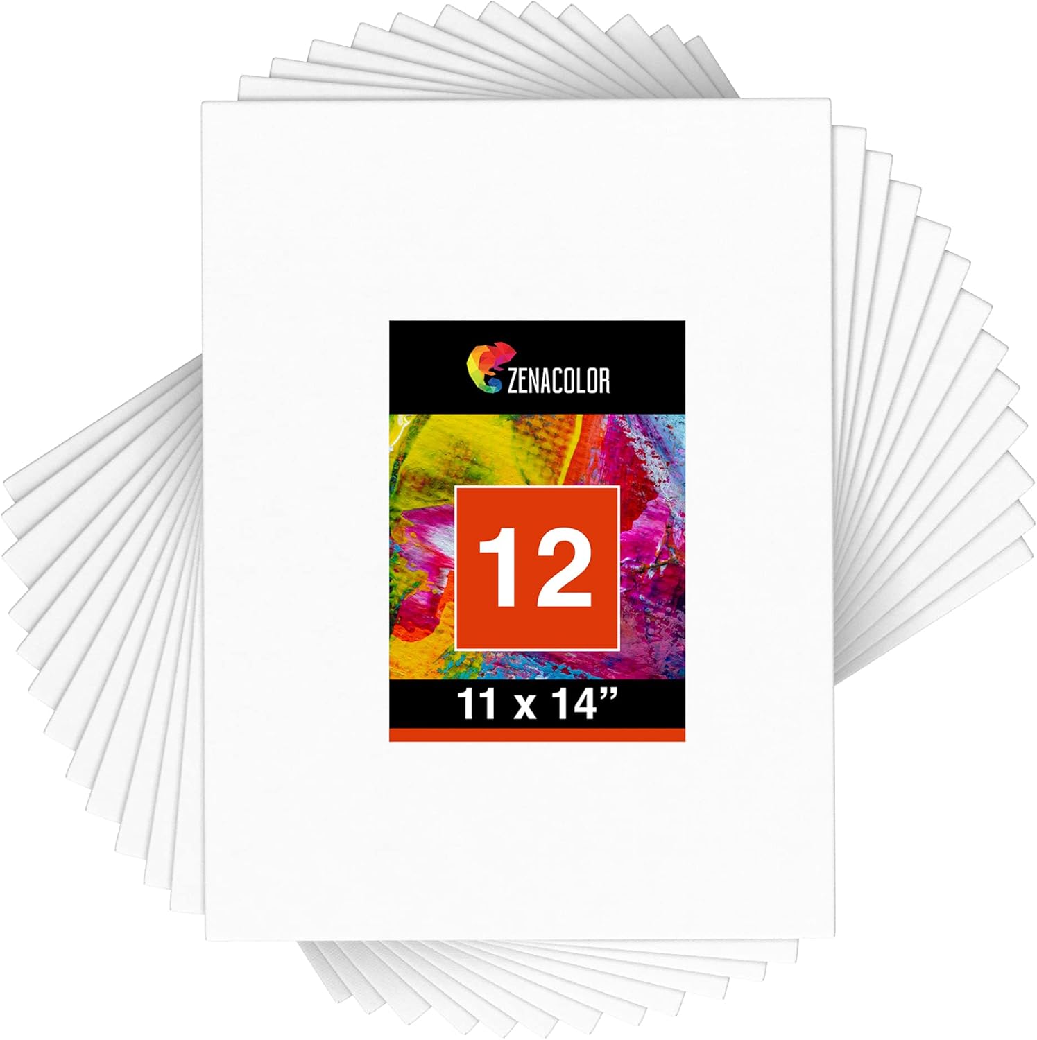 Zenacolor - Set of 12 Canvas Boards for Painting Art - 11x14inch Canvas for Acrylic Painting - Painting, Drawing & Art Supplies, Canvases for Painting- 100% Acid-Free Painting Supplies White Board.