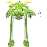Bubblepompom Animal Hat with Ears Moving Jumping Pop Up Beating Hat Plush Holiday Cosplay Dress Up Funny Gift for Kids
