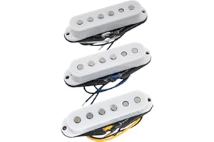 Musiclily Pro ST-60SE Staggered Alnico 5 Single Coil Neck Middle Bridge Pickups Set for Strat Style Electric Guitar, White