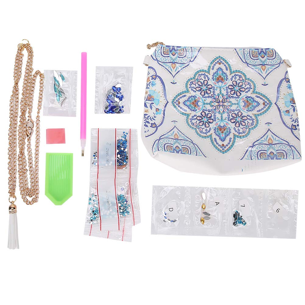 HEEPDD Bag, Mandala Pattern 5D Crossbody Bag Special Shaped Drill Cross Stitch Handbag for Women Girls Embroidery Shoulder Bag with Unique Design