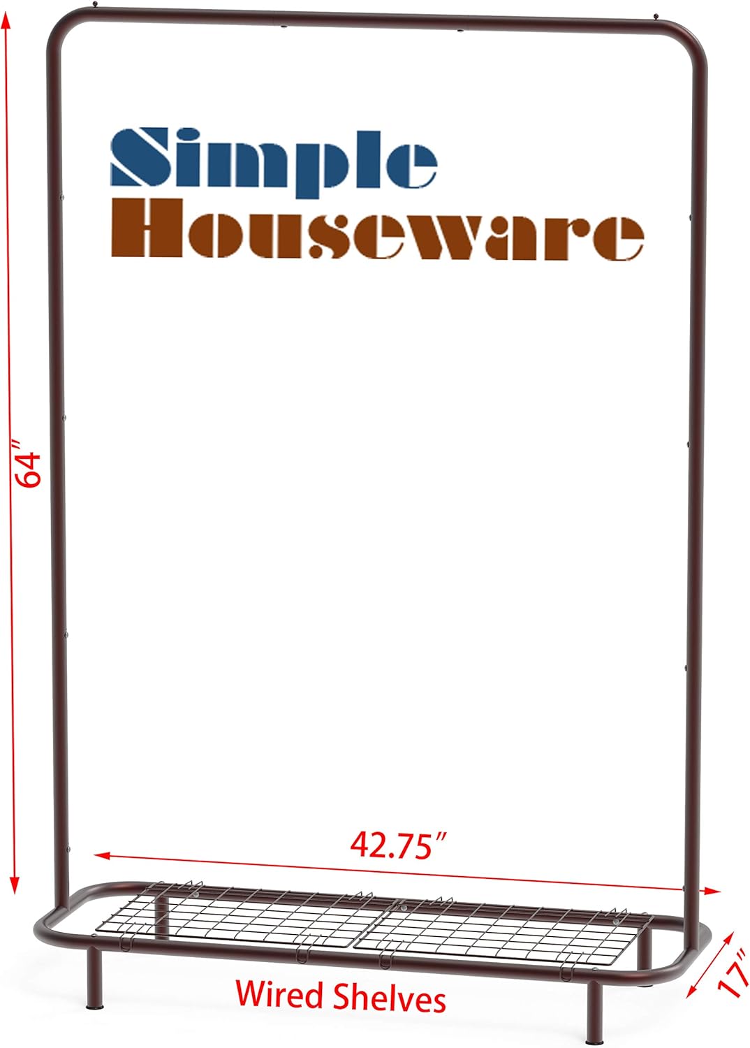 Simple Houseware Industrial Pipe Clothing Garment Rack with Bottom Shelves, Bronze: Home & Kitchen