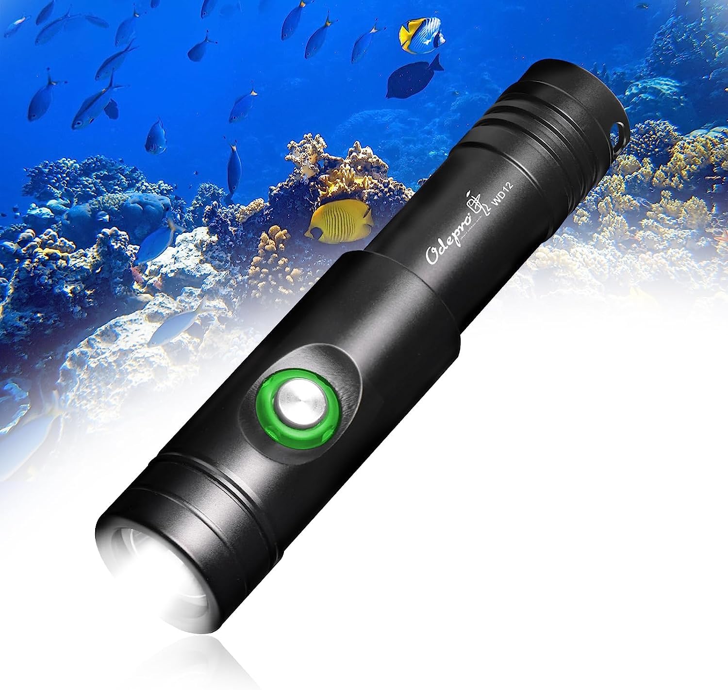 [492ft Underwater Diving] Diving Torch Odepro WD12 Scuba Diving Flashlight 1050 Lumens Dive Torches Rechargeable LED Light Waterproof Underwater 100M Diving Lamp for Snorkeling Caving Diving