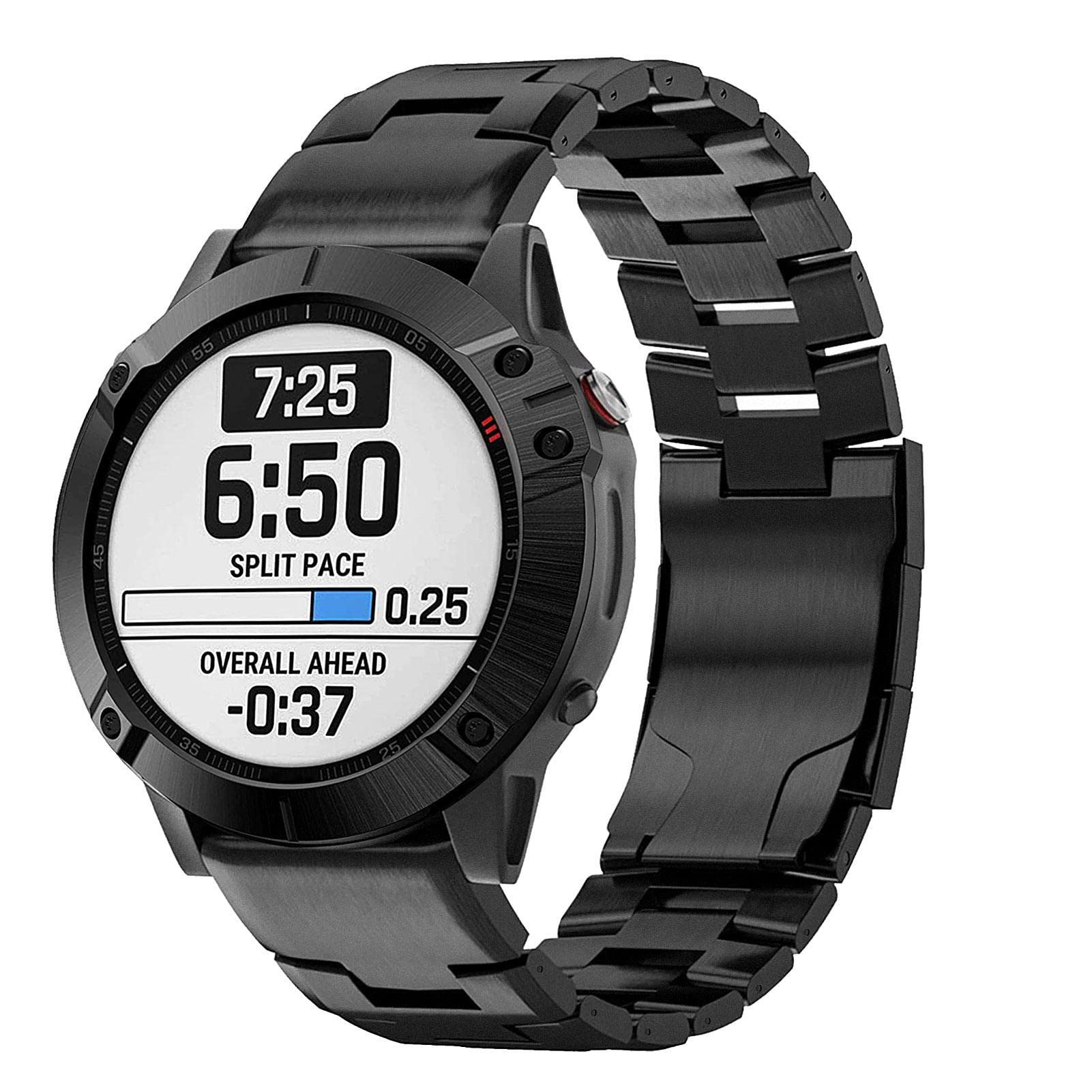 YOOSIDE Titanium Watch Strap for Garmin Fenix 8 / epix Pro 47mm/ Instinct 3 45mm, Quick Fit Metal Adjustable Wristband Strap with Stainless Steel Buckle for Fenix 7/6/5, Approach S70 47mm (Black)