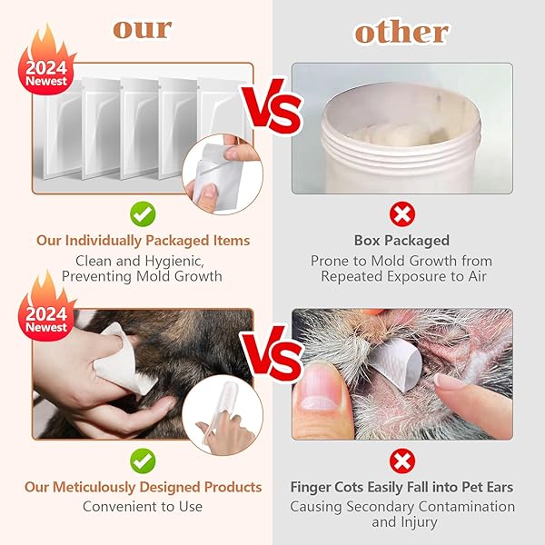 MOTAWEEK DOG EAR WIPES FINGER – PORTABLE AND CONVENIENT 50-PACK FOR GENTLE CLEANING & INFECTION TREATMENT OF DOGS’ & CATS’ EARS, EYES, AND PETS, FRESH AND COMFORTABLE EXPERIENCE