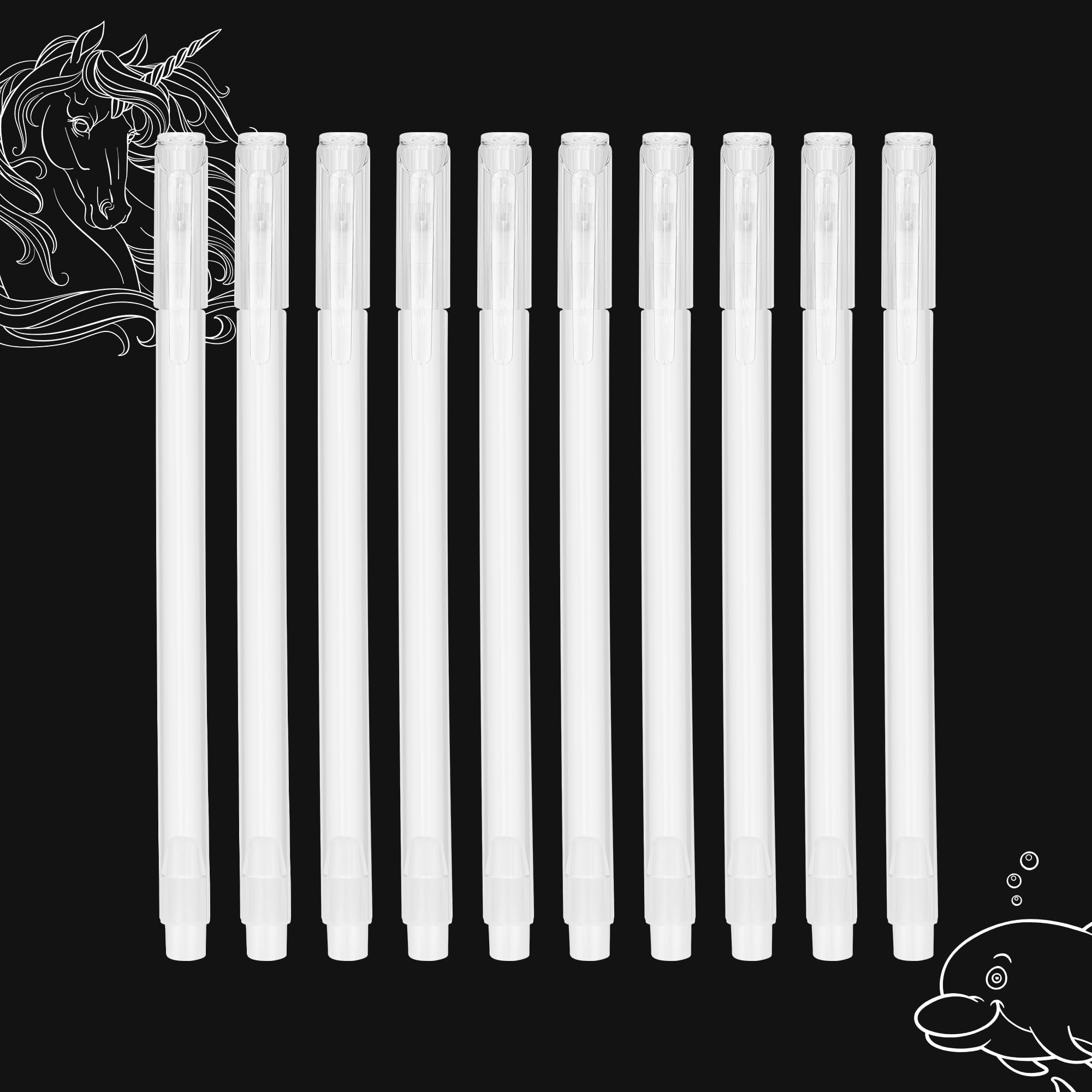 SMOOTHERPRO White Gel Pen | 10 Pcs White Ink Pen Set | 0.6mm Point Gel Pen | for Art for Black Dark Paper Highlight Drawing Sketching Design (S618-10)