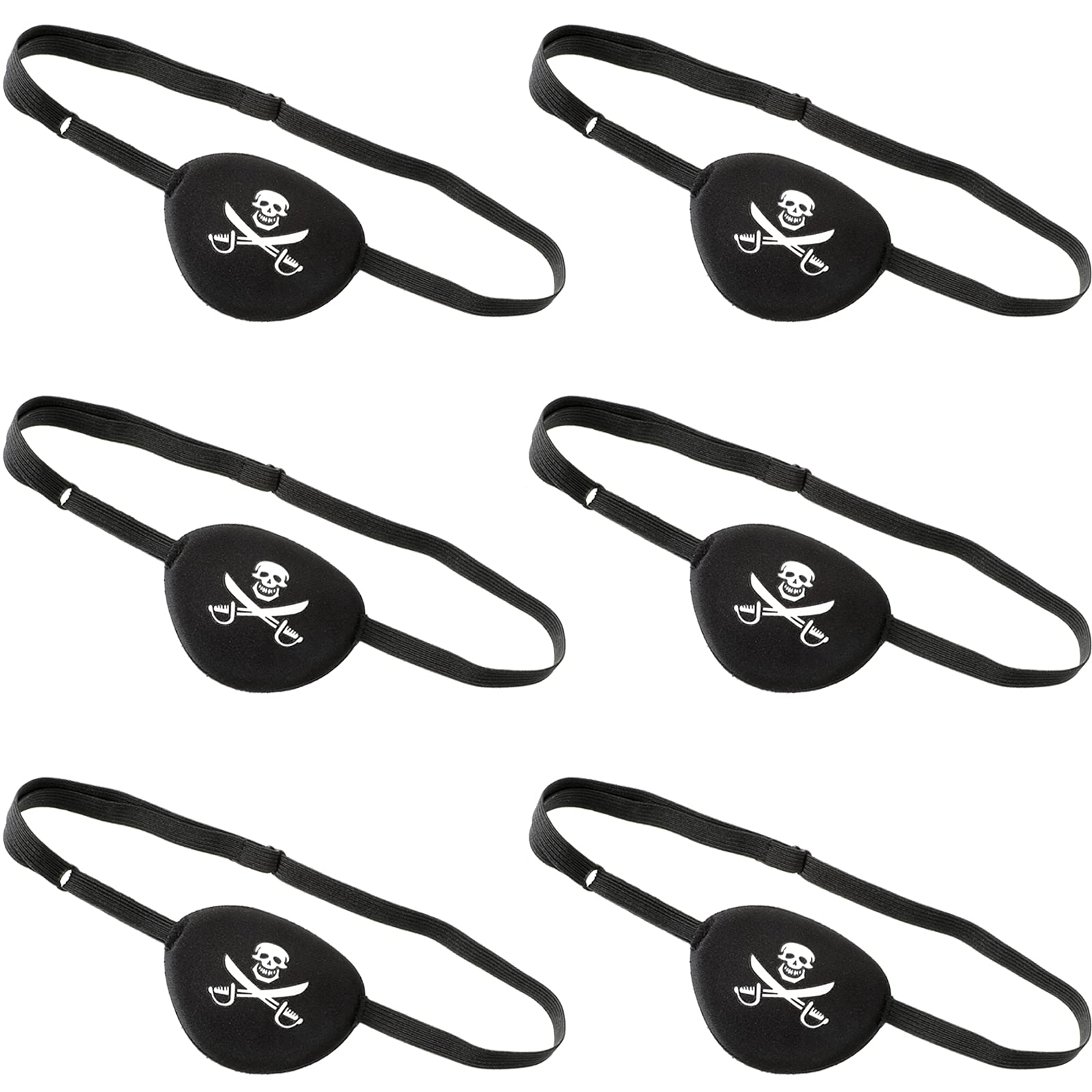 Photo 1 of SATINIOR 6 Pieces Black Pirate Eye Patch One Eye Skull Captain Patch Adjustable 3D Costume for Adults Kids Halloween Carnival Christmas Party Favors
