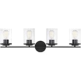 Savoy House 8-8020-4-BK Marshall Modern Clear Seeded Glass Bathroom Vanity Wall Light, 4-Light 240 Total Watts, 10" H x 31" W