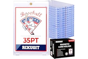 RIXUGIT 40 Pack Magnetic Card Holders - 35PT One Touch Card Holder, U-V Protection Magnetic Card Case, Card Protector for Baseball Sports Game Cards, Fits Standard Trading Cards Storage and Display ﻿