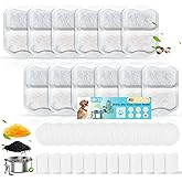12 Sets Filter Replacement Compatible with oneisall 7L/230oz/1.8G Dog Water Fountain, Dog Water Bowl Filter for Stainless Steel Pet Fountain, 5-Layer Filtration System Activated Carbon Ion Resin