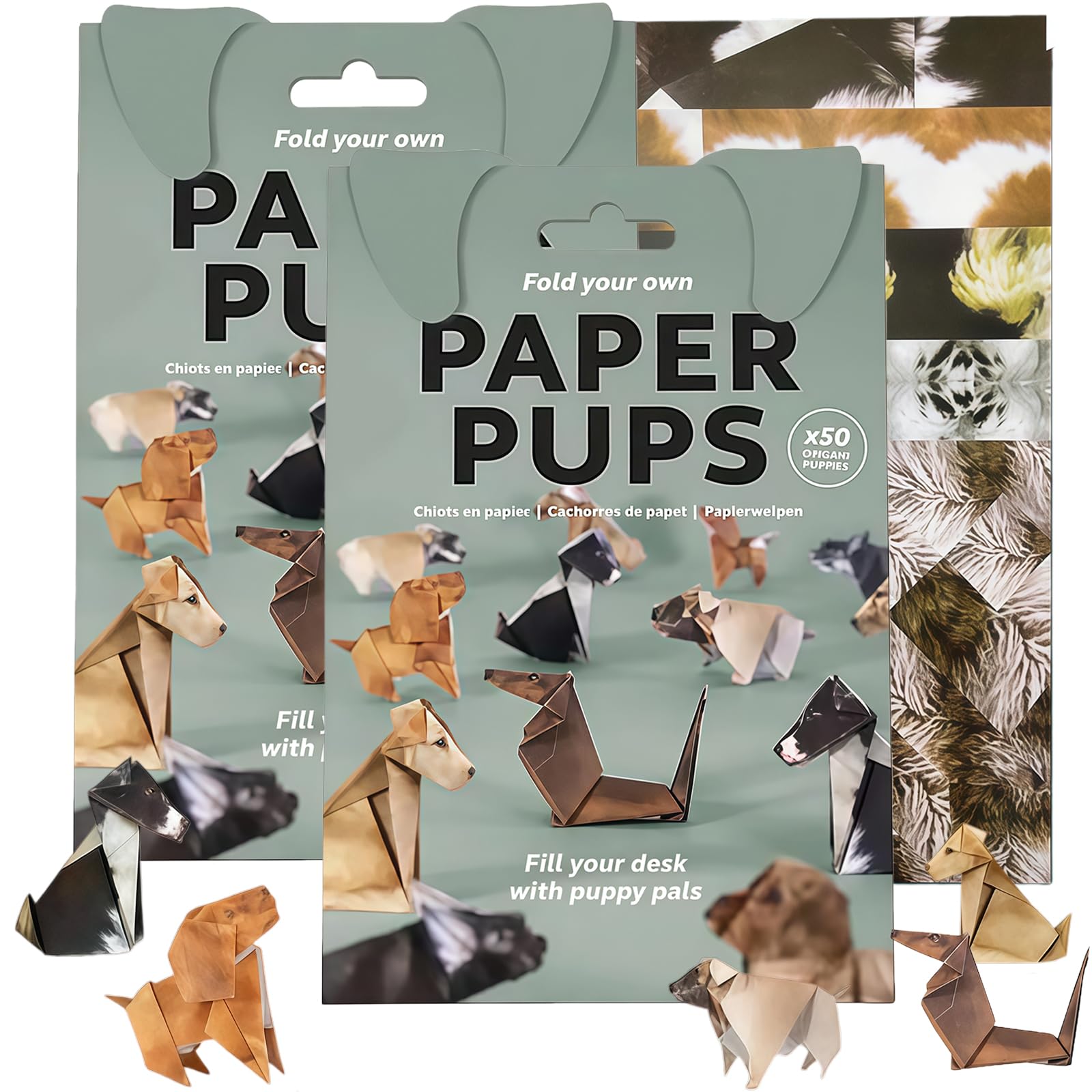 EliiSkinn Paper Pups Origami Kit-Origami Dogs, 50 Sheets DIY Craft for Adults & Kids, Fold Cute Dog Figures for Desk Decoration, Fun Gift for Animal Lovers, 2PCS