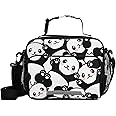 Panda Lunch Box for Girls Cute Animal Print Lunch Bags for School Insulated Cooler Bag Reusable Lunch Tote Bag Shoulder Bag for Work Picnic