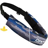 Owntop Manual Inflatable Belt Pack, Adults Swim Jacket with Blowpipe &amp; Whistle, 24g CO2 Cylinder Included, Low Profile for Kayaking, Fishing, Paddle Sports