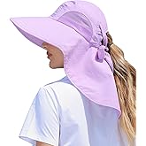 SENWAI Womens Sun Hat Outdoor UV Protection Wide Brim Fishing Hat with Ponytail Hole Neck Flap for Beach Hiking Camping
