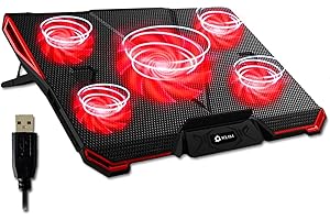 KLIM Cyclone Laptop Cooling Pad - New - 5 Fans Cooler - No More Overheating - Increases PC Performance and Life Expectancy - 