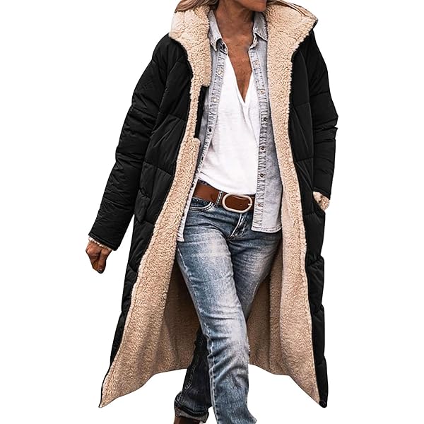 Mmoneyake Down Coats for Women Reversible Sherpa Fleece Long