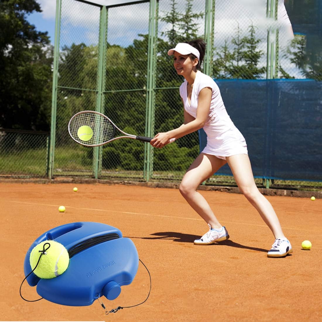 ISWAKI Tennis Trainer Tennis Equipment Practice Training Tool Sport Exercise Blue : Sports & Outdoors